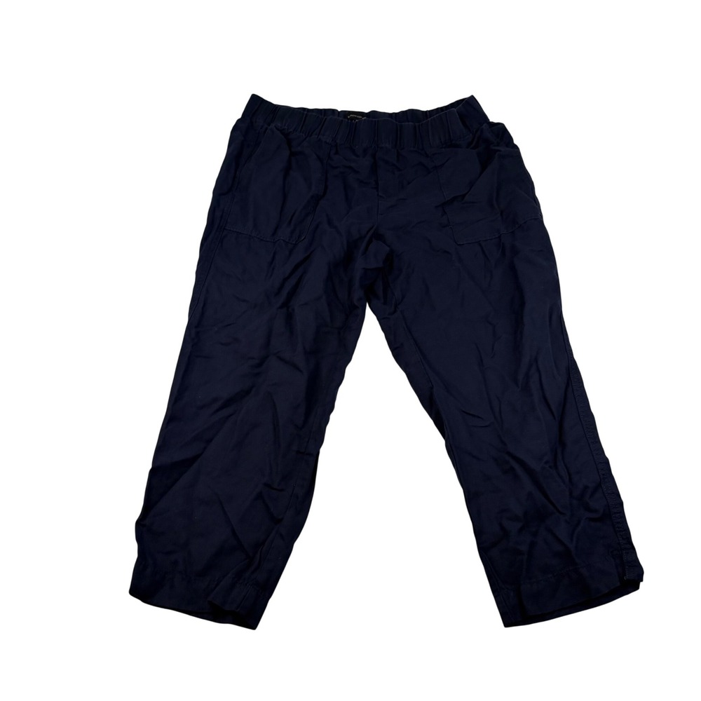 Banana Republic Navy Blue Cropped Elastic Waist Pants XL Relaxed Tapered 2564